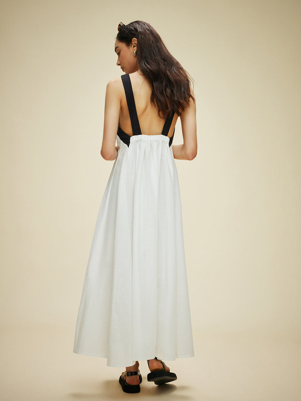 Cotton Linen Backless Halter Dress — Svelte Chic