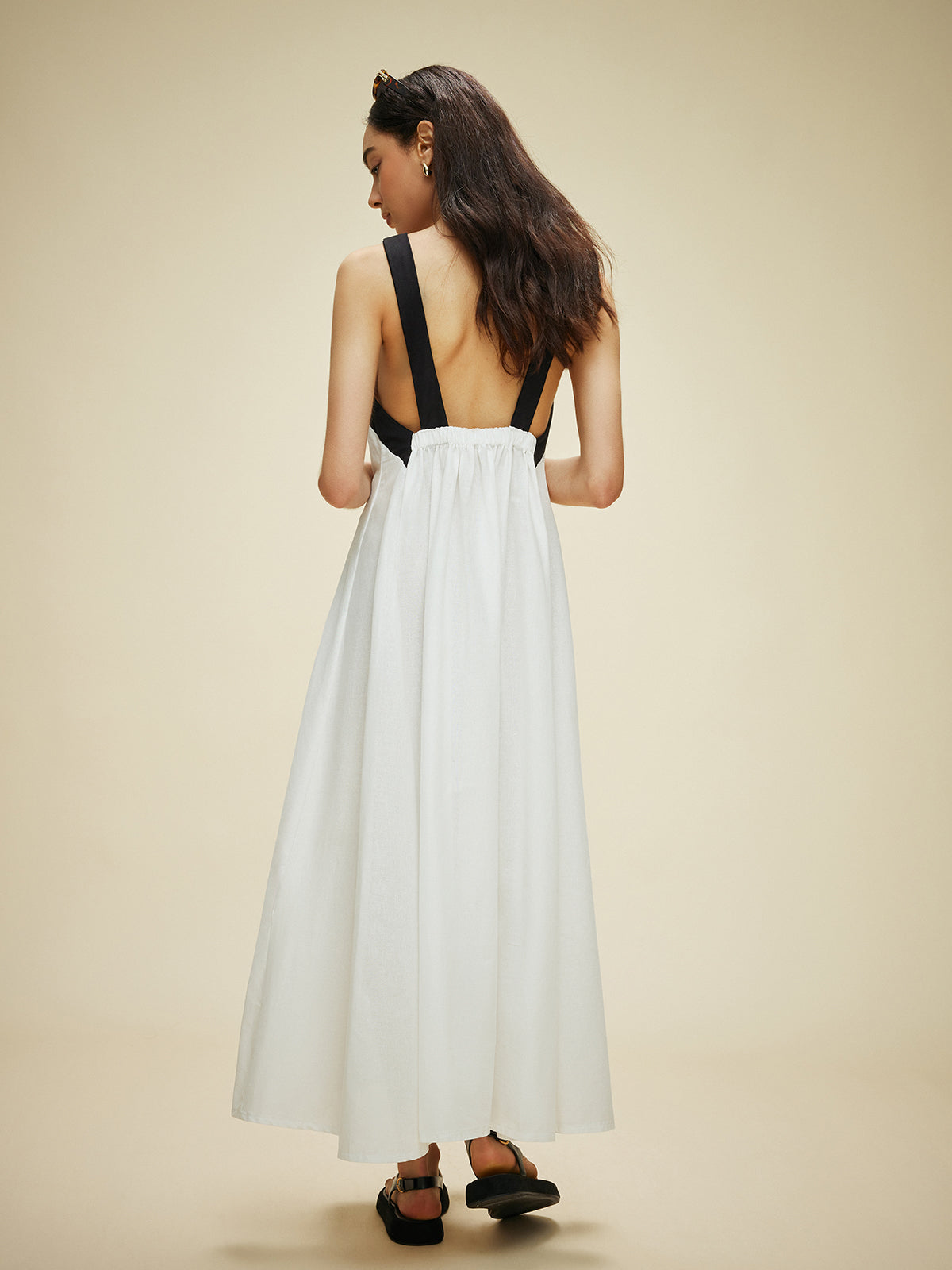 Cotton Linen Backless Halter Dress — Svelte Chic