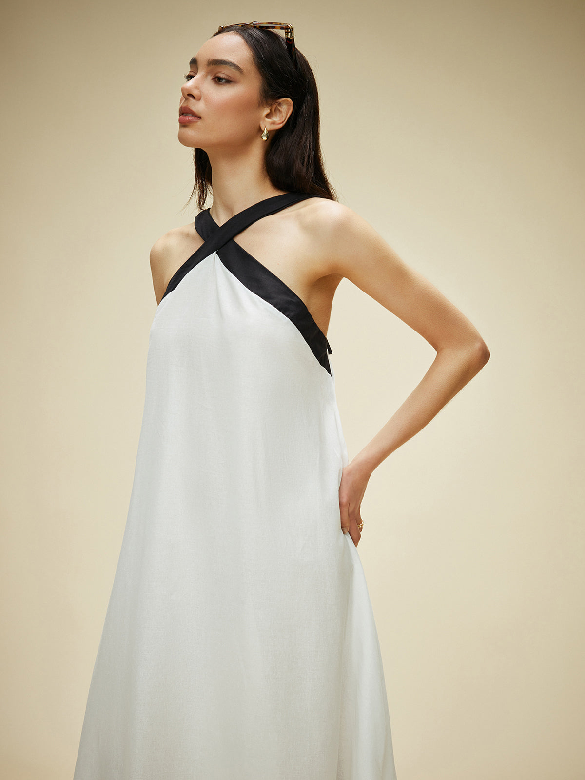Cotton Linen Backless Halter Dress — Svelte Chic