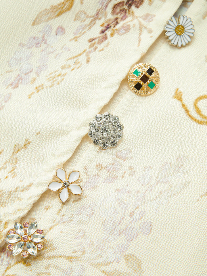 Şık Çiçek Desenli Puf Kollu Abiye Elbise ve Şık Kemeri ile