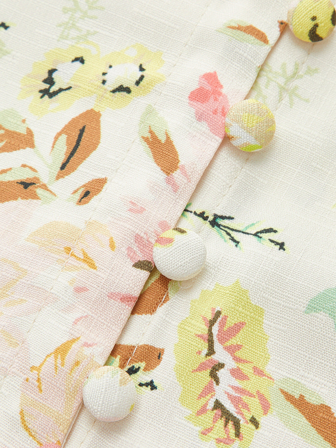 Şık Çiçek Desenli Abiye Elbise, Şık Düğme Aksanları ve Kemer ile