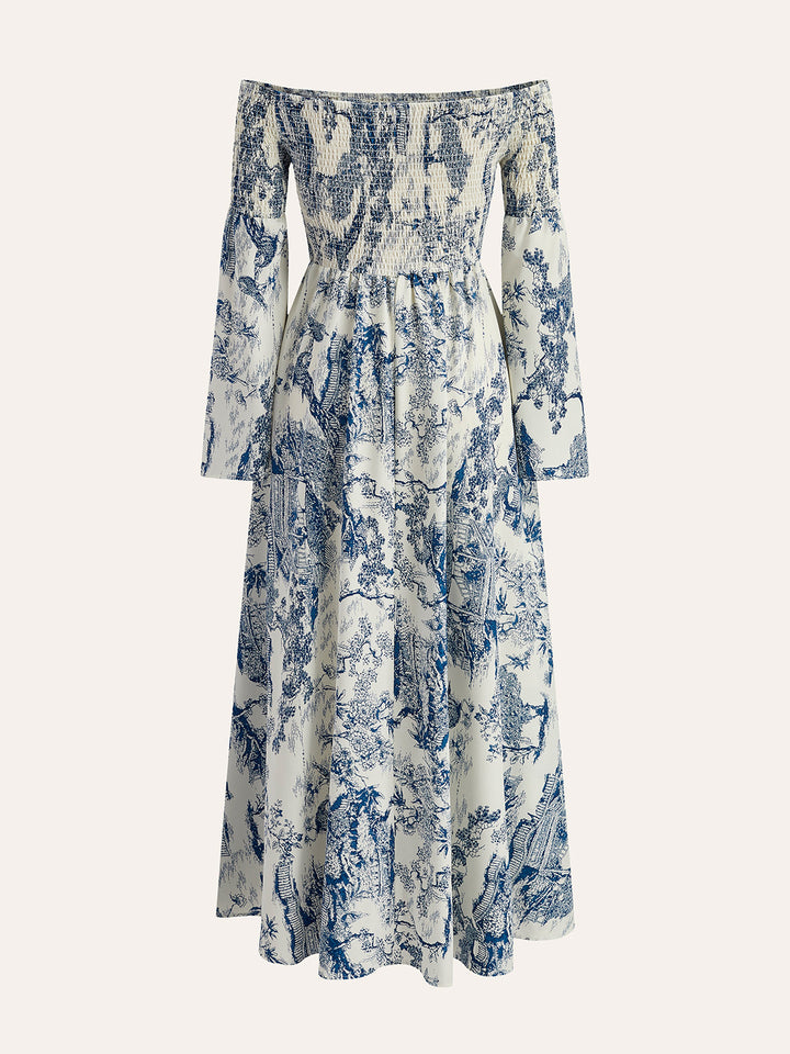 Şık Askısız Elbise, Şık Şirzolu Kollara Sahip