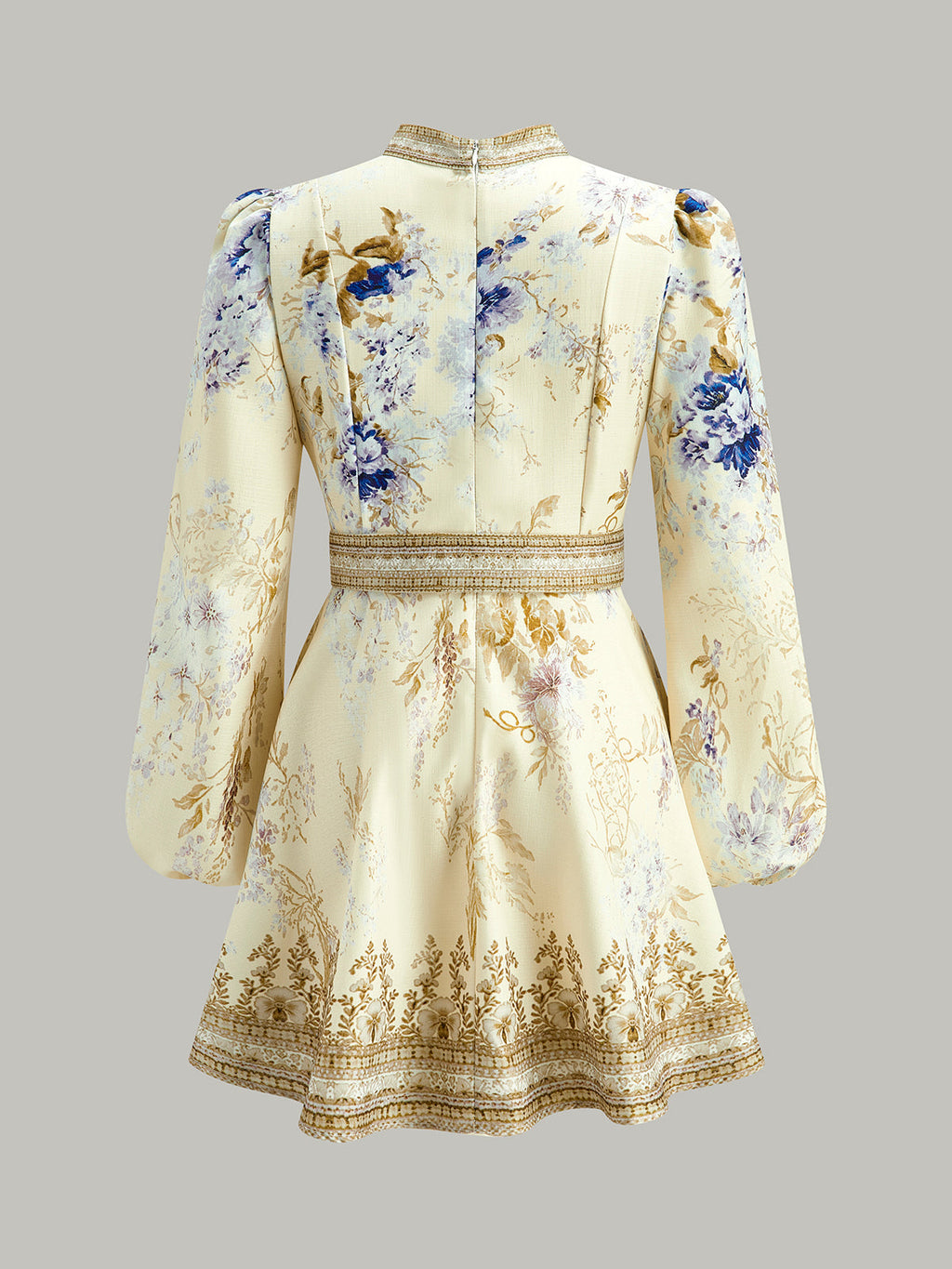 Floral Puff Sleeve Belted Dress — Svelte Chic