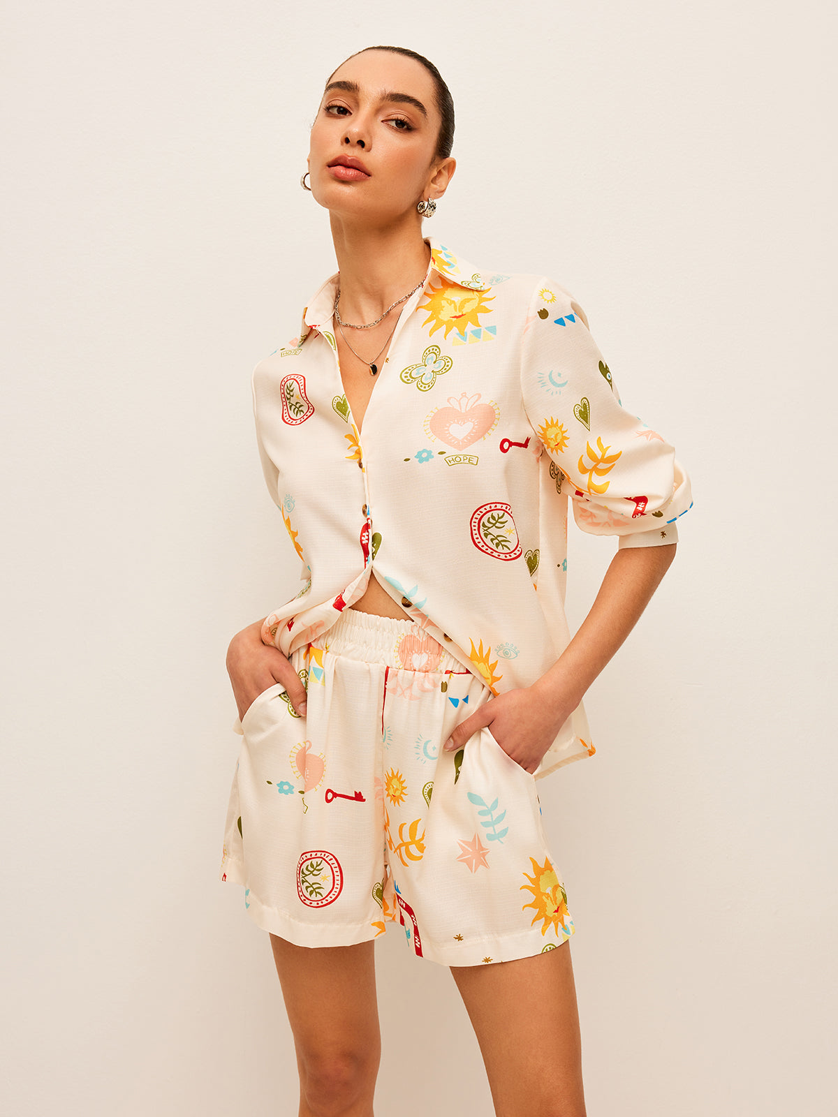 Pleated Floral Shorts Set — Svelte Chic