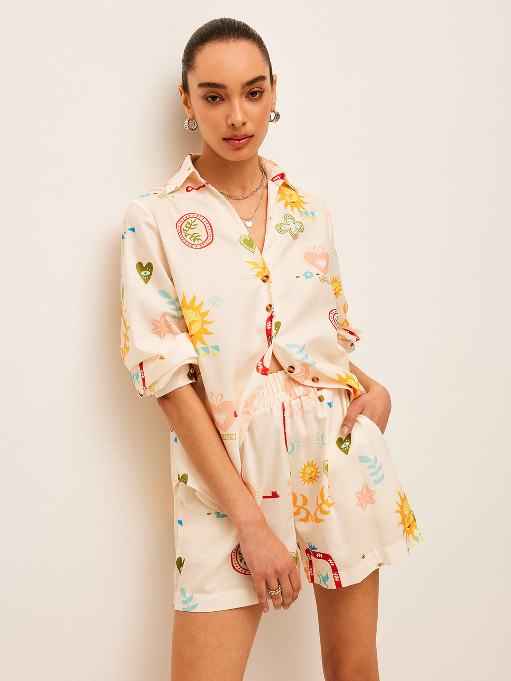 Pleated Floral Shorts Set — Svelte Chic