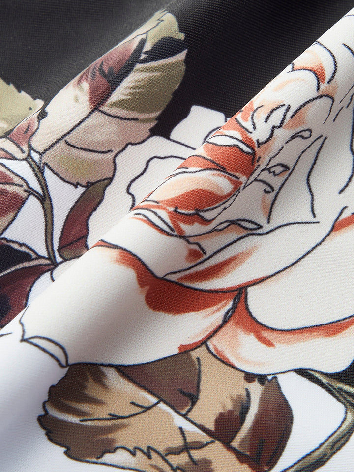 Şık Çiçekli Askılı Tek Parça Mayo ve Şık Kapama