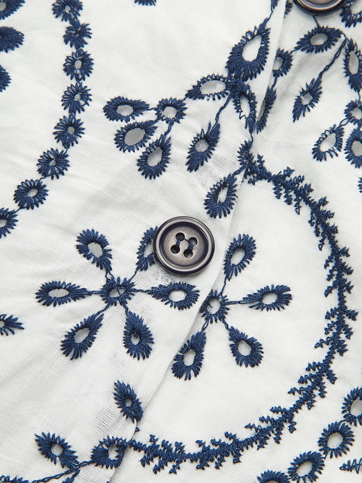 Şık İşlemeli V-Yaka Elbise Zarif Kemer ile