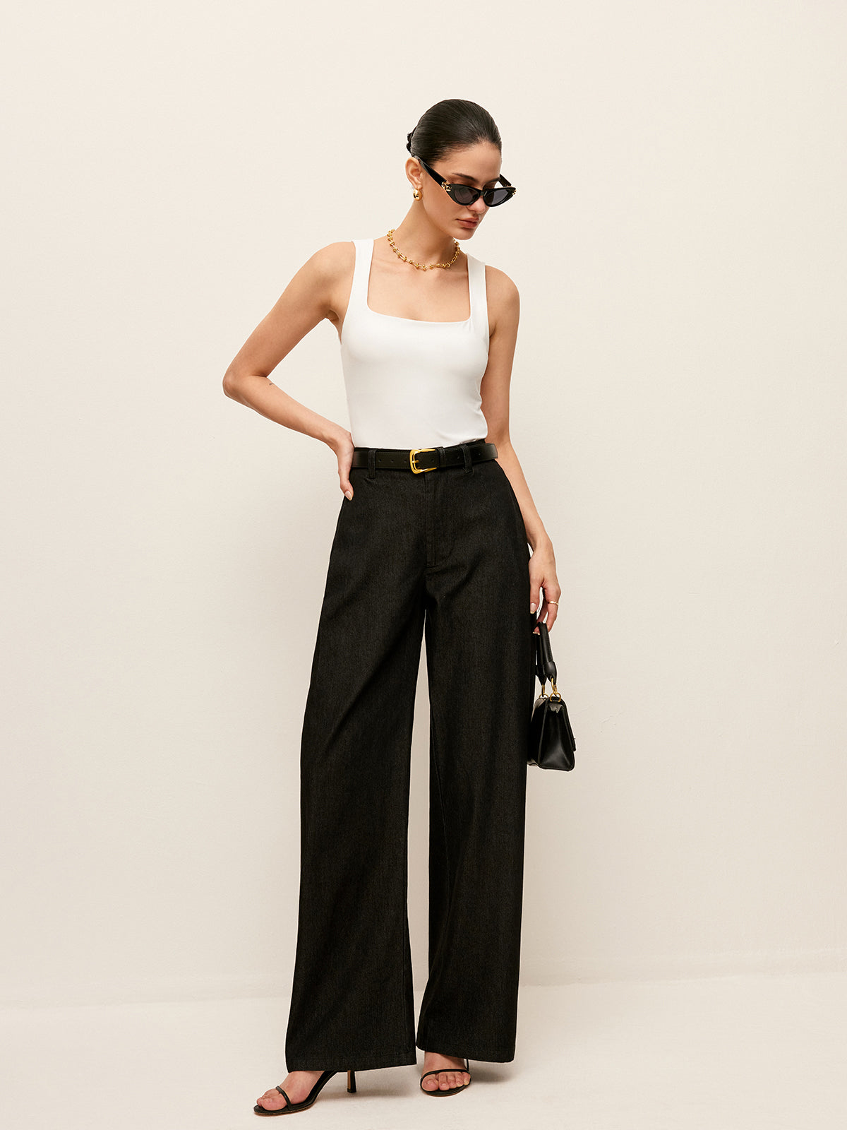 Mid Waist Denim Trousers — Svelte Chic