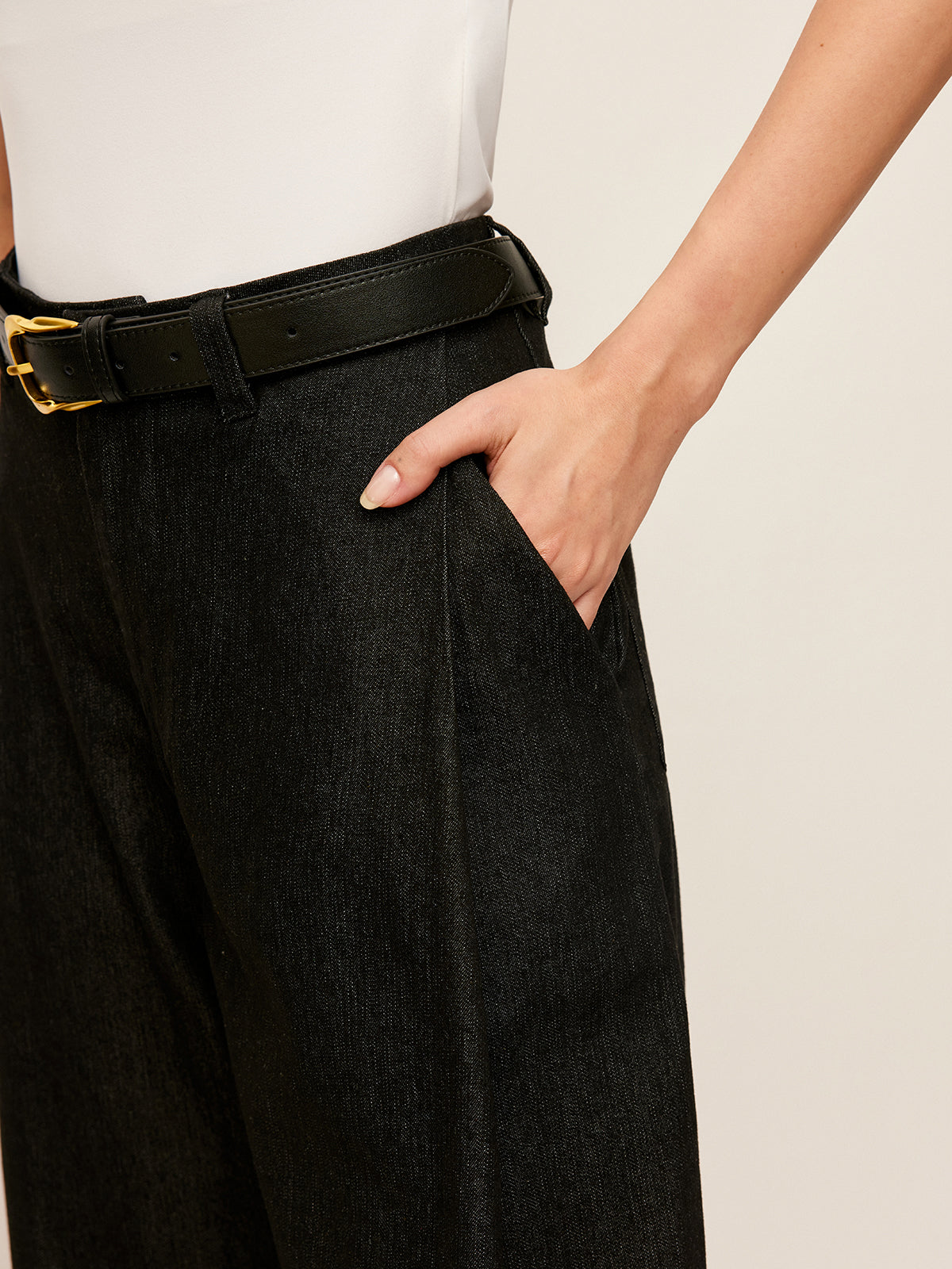 Mid Waist Denim Trousers — Svelte Chic