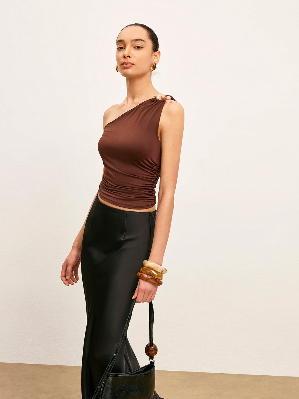 One Shoulder Metal Detail Top — Svelte Chic