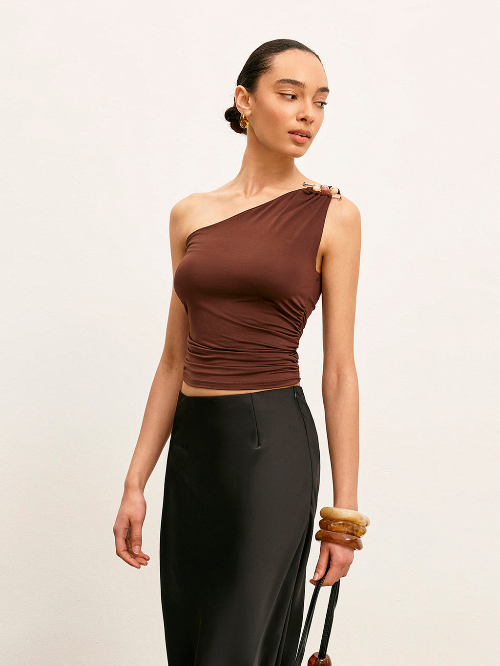 One Shoulder Metal Detail Top — Svelte Chic