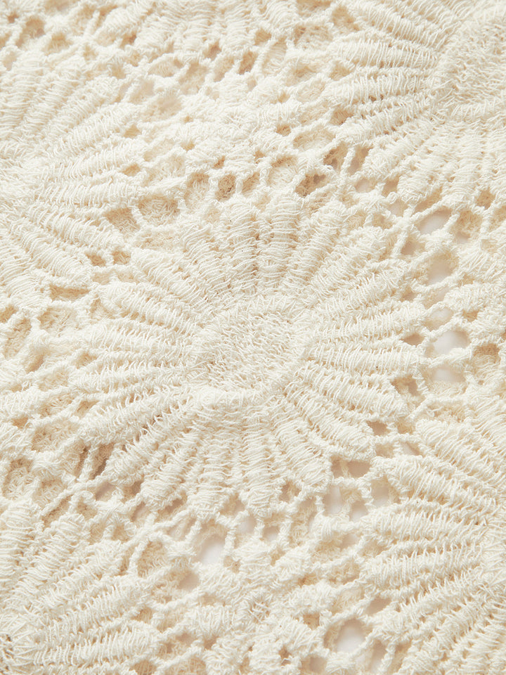 Şık Kroşe Çiçekli Düğmeli Hırka