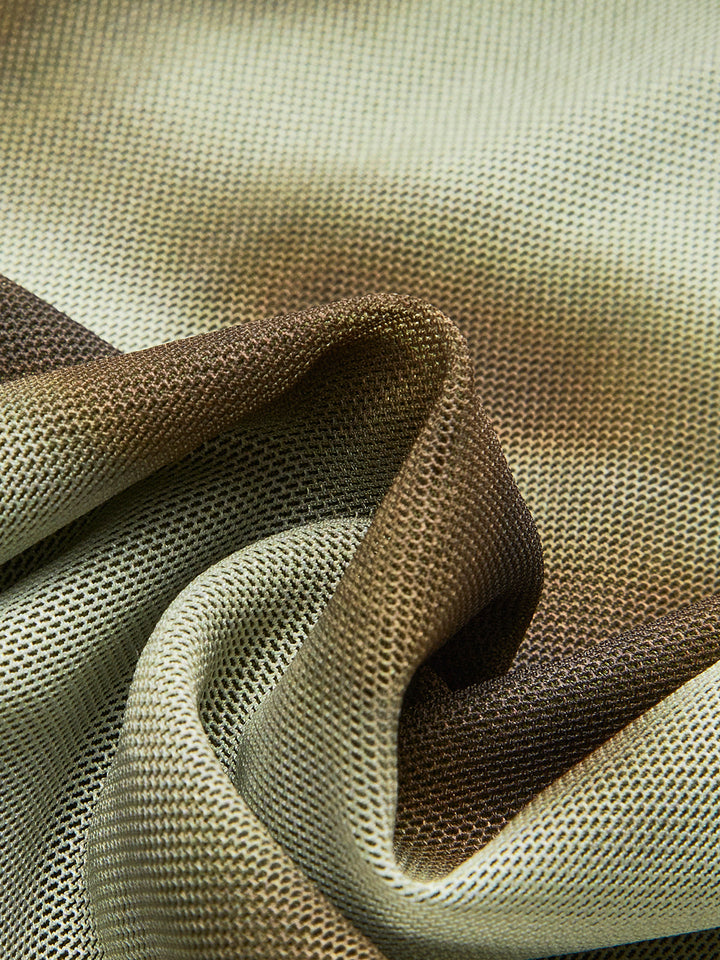 Şık Boho Tarzı File Abiye Elbise Göz Alıcı Desen ile