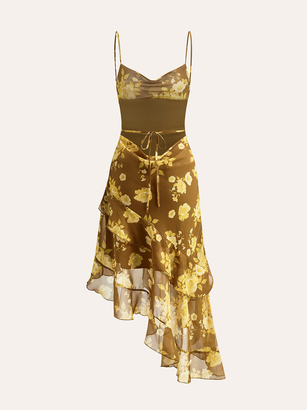 Floral Ruffle Back Tie Midi Dress — Svelte Chic