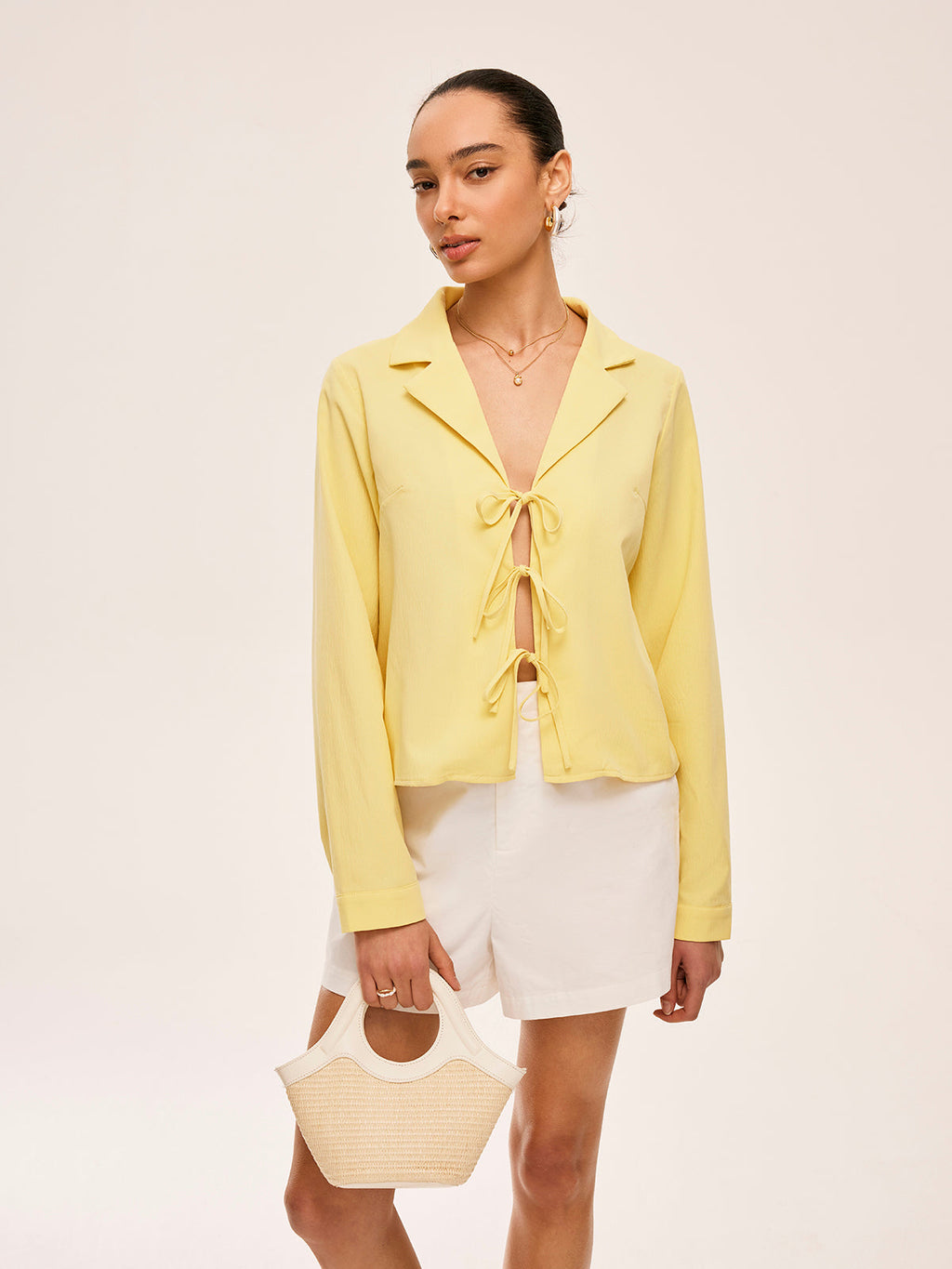 Collared Bow Front Blouse — Svelte Chic