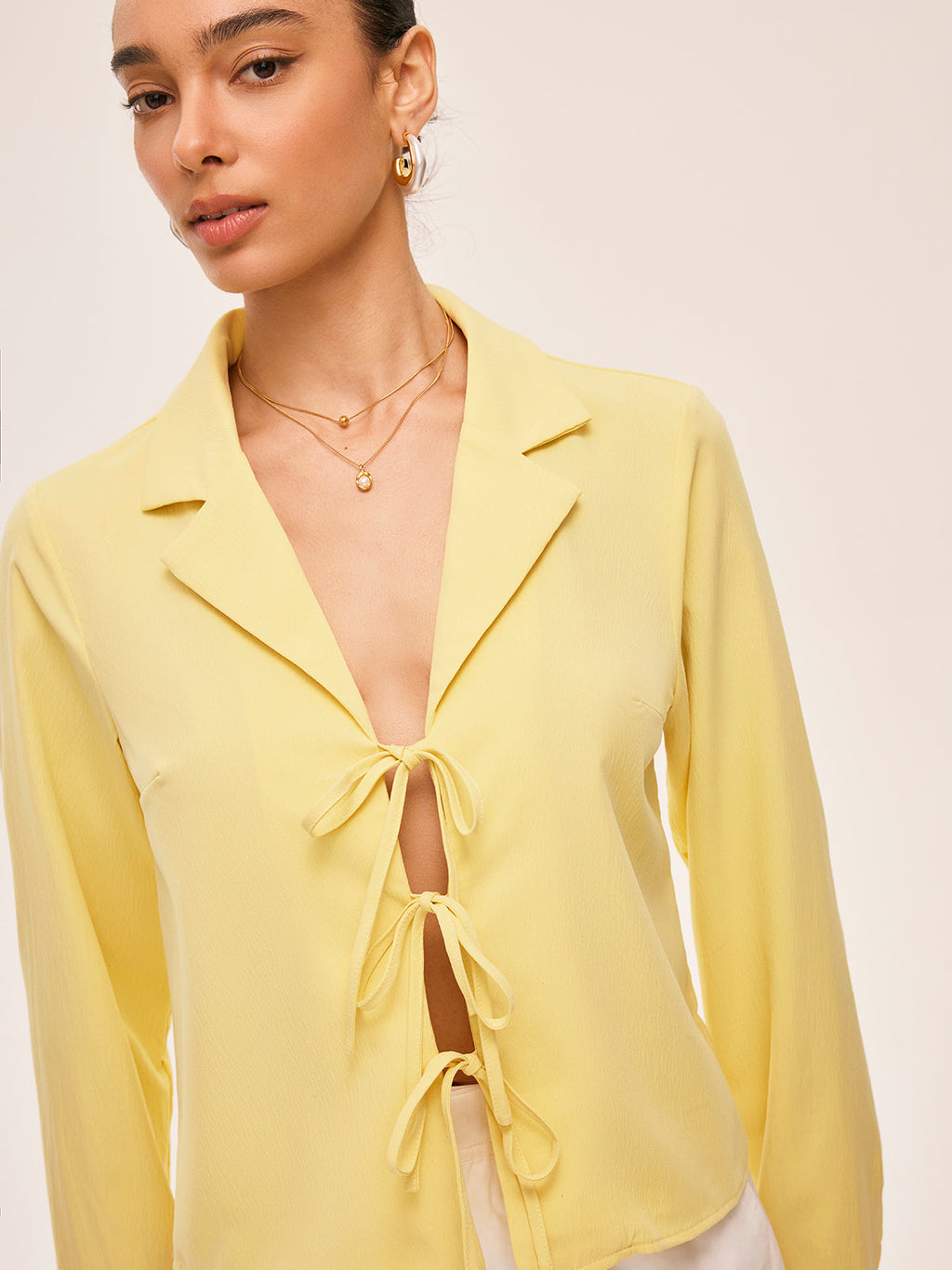 Collared Bow Front Blouse — Svelte Chic