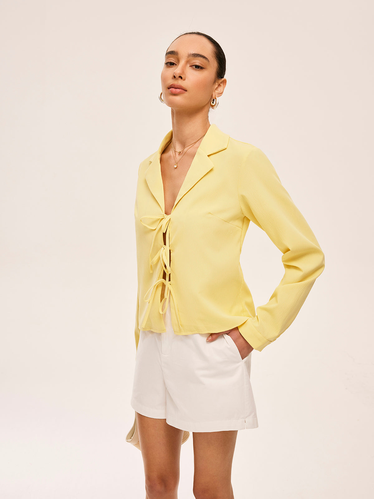 Collared Bow Front Blouse — Svelte Chic