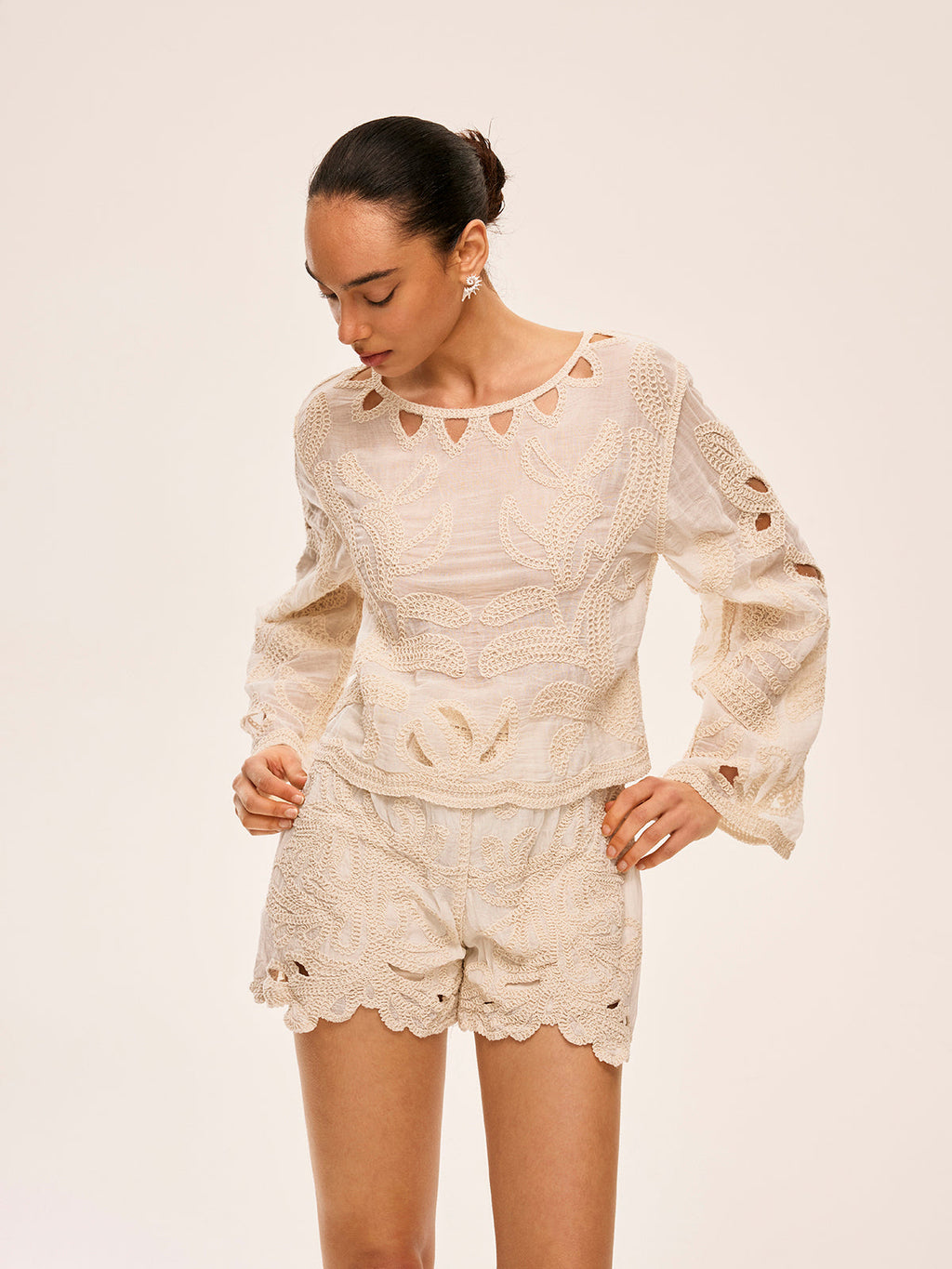 Embroidered Cutout Shorts Set — Svelte Chic