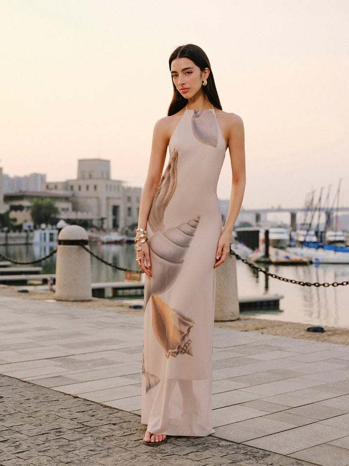 Стилна мрежеста рокля с отворен гръб и деколте