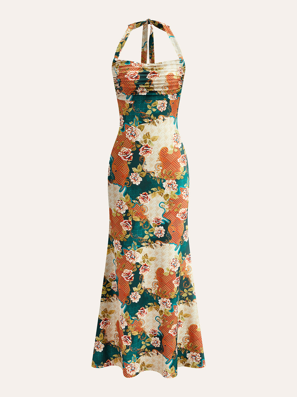 Floral Halter Back Tie Maxi Dress in Multicolor — Svelte Chic