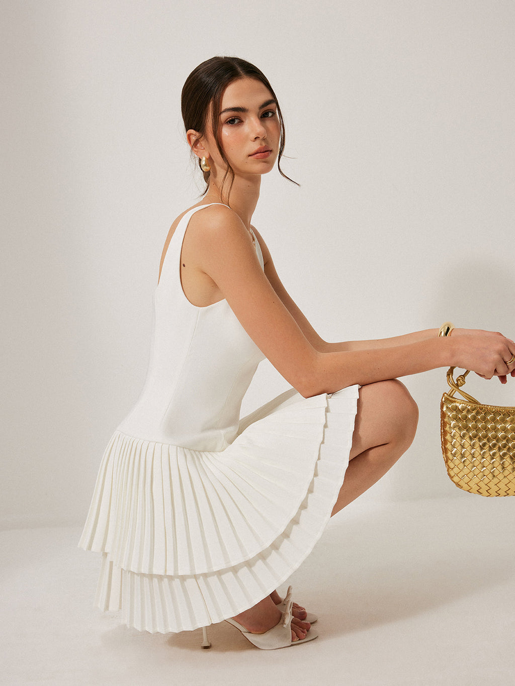 Square Neck Pleated Dress — Svelte Chic