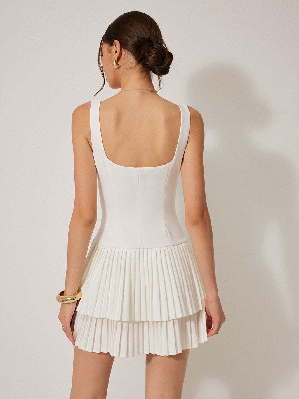 Square Neck Pleated Dress — Svelte Chic