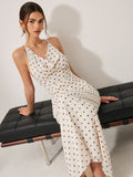 Polka Dot Backless Chiffon Maxi Dress in White — Svelte Chic