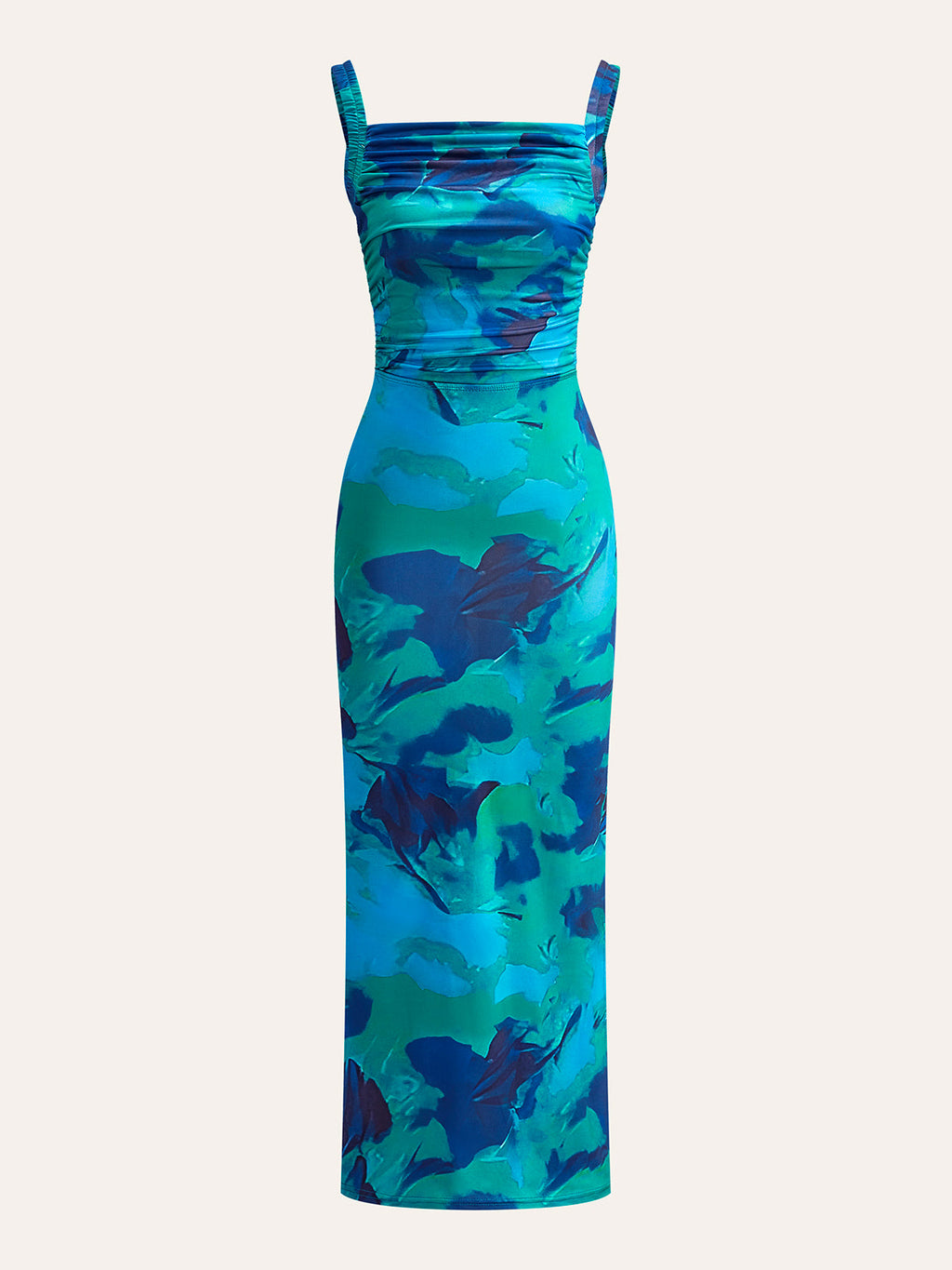 Criss Cross Back Printed Maxi Dress in Green — Svelte Chic