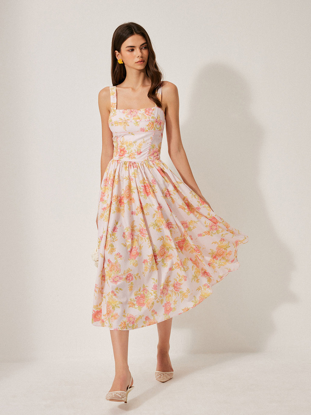 Floral A-Line Dress in Pink — Svelte Chic