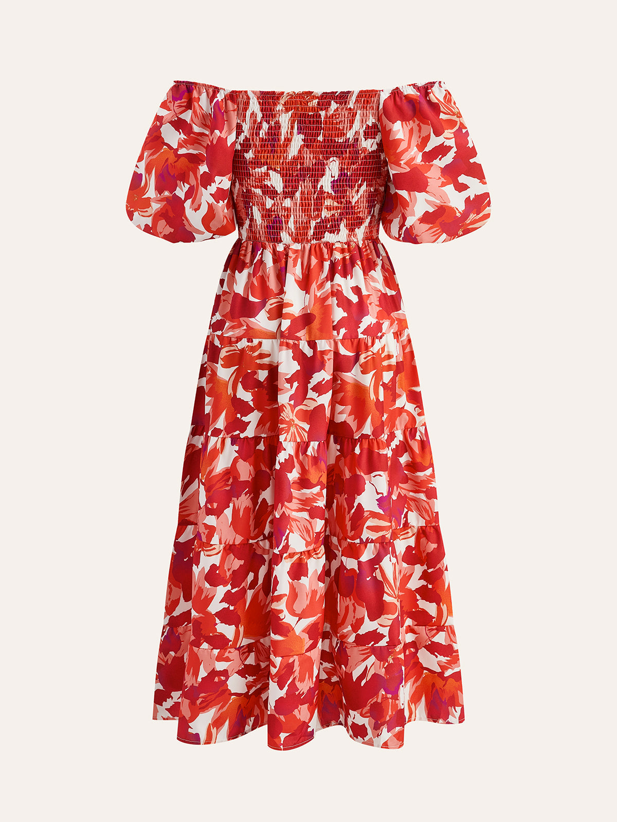 Off Shoulder Smocked Floral Maxi Dress — Svelte Chic