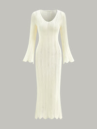 Şık Boş Detaylı Dar Kesim Maxi Kazak Elbise