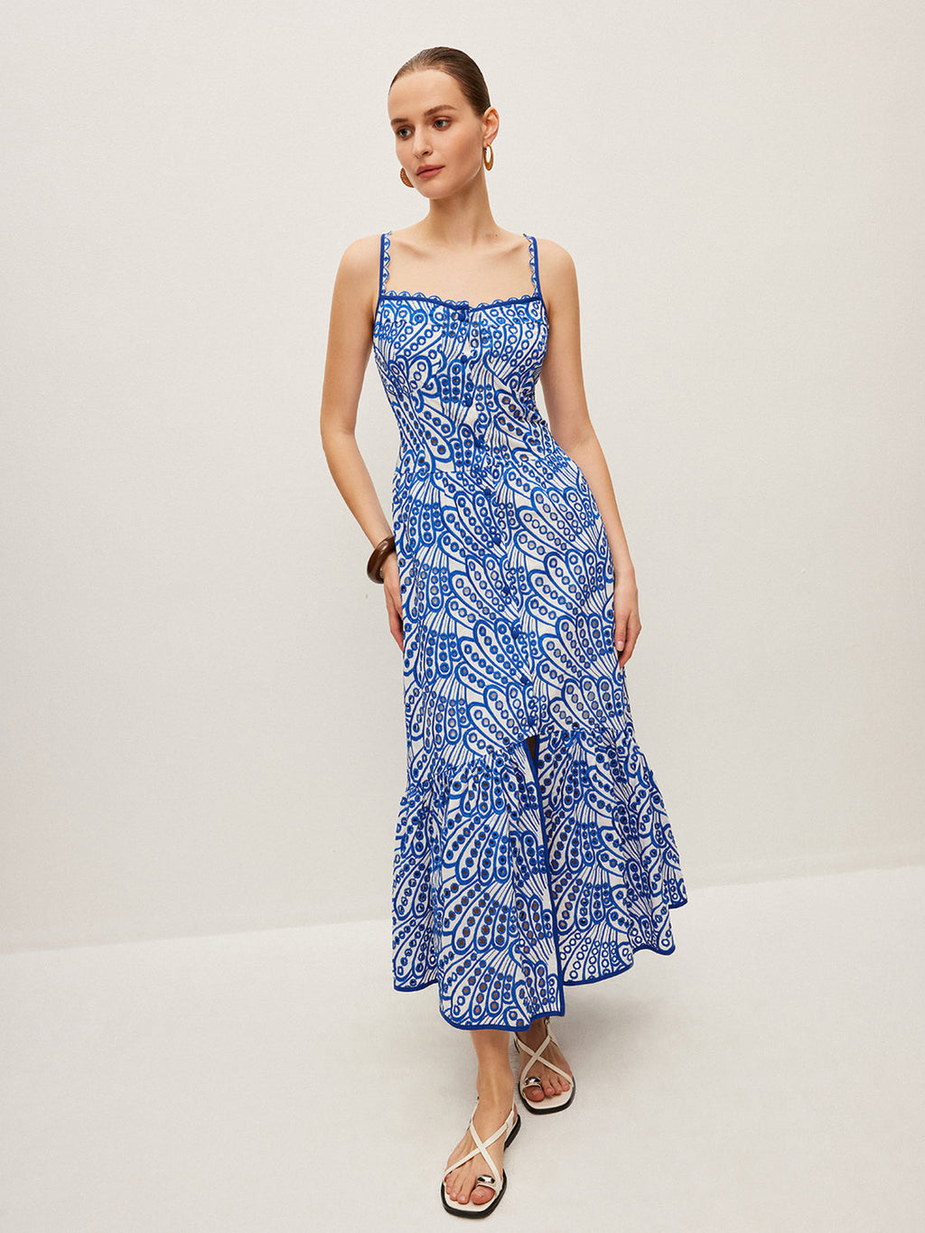 Embroidered Cotton Cami Maxi Dress — Svelte Chic