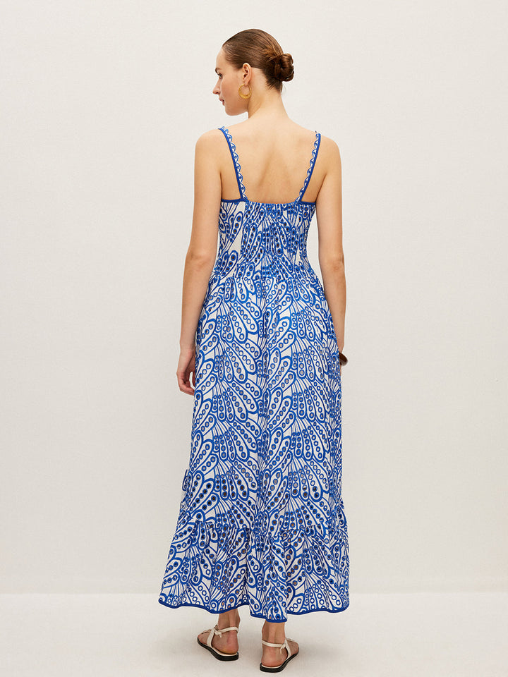 Şirin Pamuklu İşlemeli Askılı Elbise