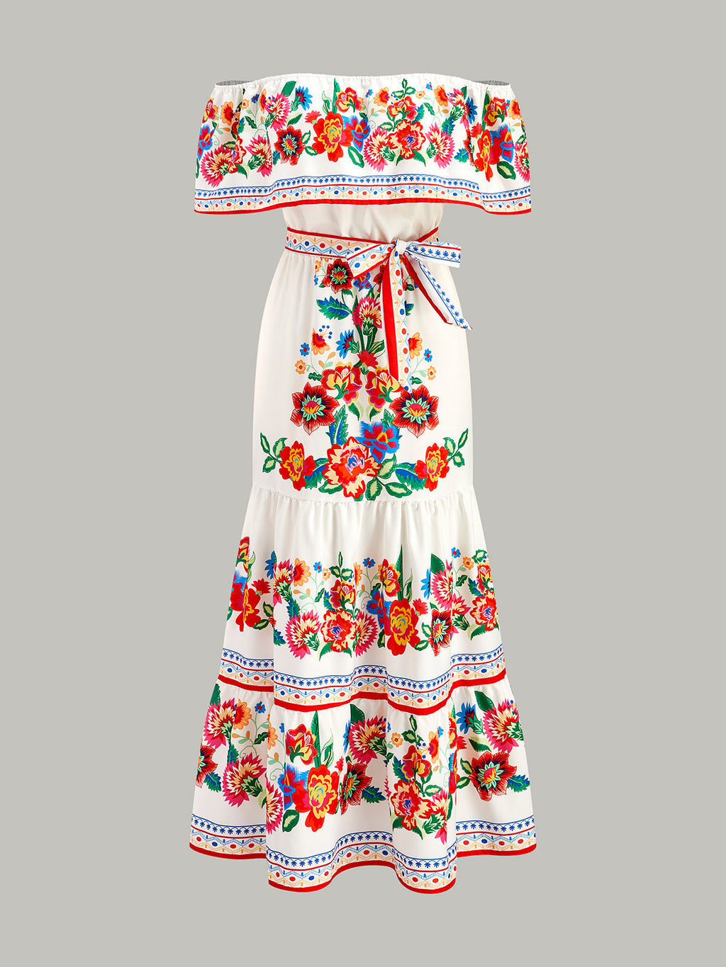 Floral Belted Maxi Dress in Multicolor — Svelte Chic