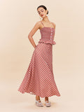 Check Pocket Maxi Skirt in Red — Svelte Chic