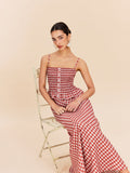 Gingham Smocked Peplum Top in Red — Svelte Chic