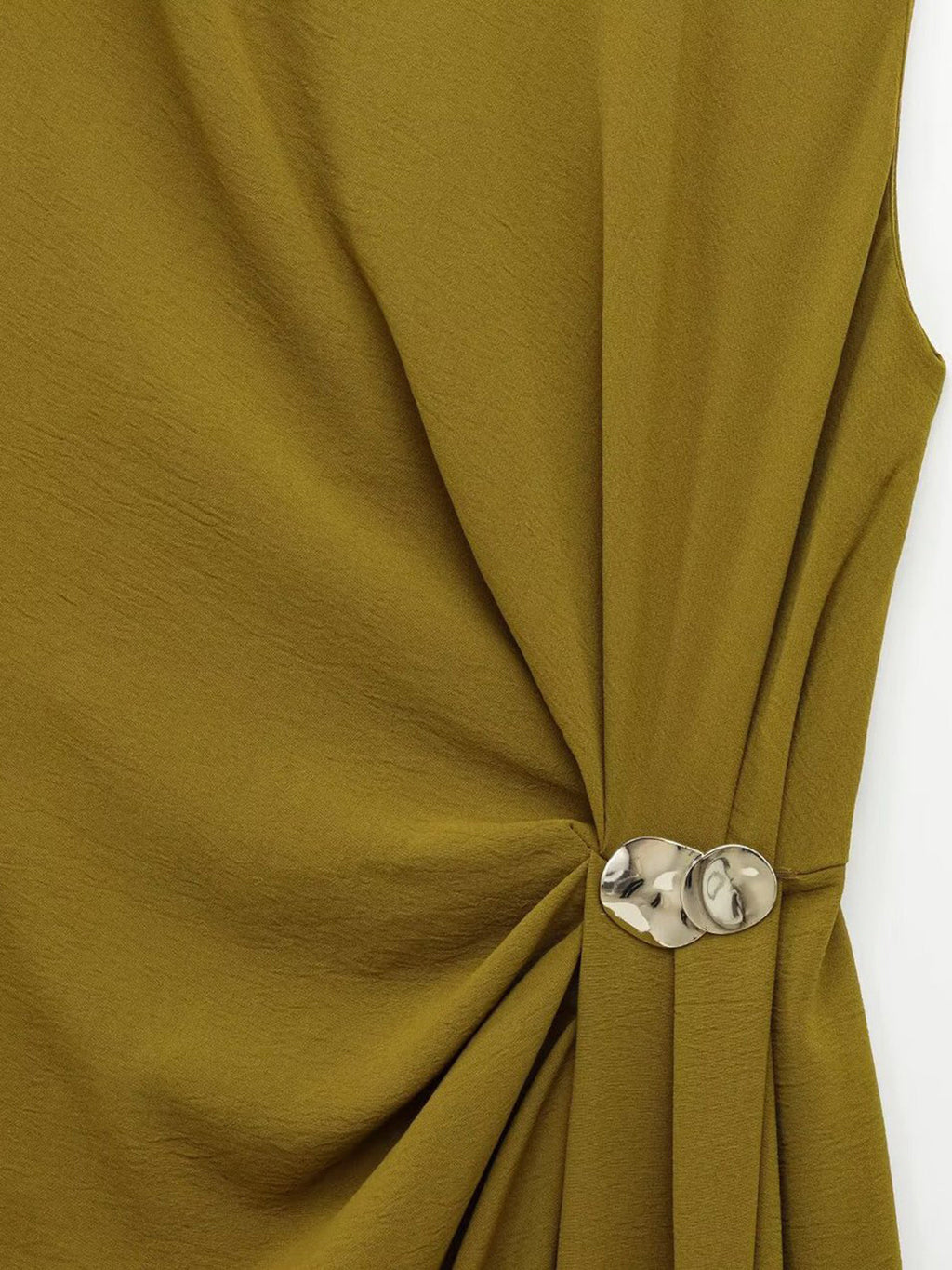 Metal Detail Shirred Waist Midi Dress — Svelte Chic