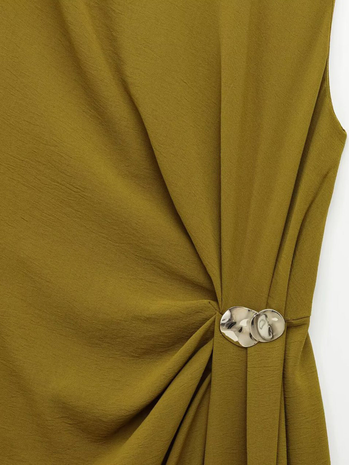 Metal Detail Shirred Waist Midi Dress — Svelte Chic