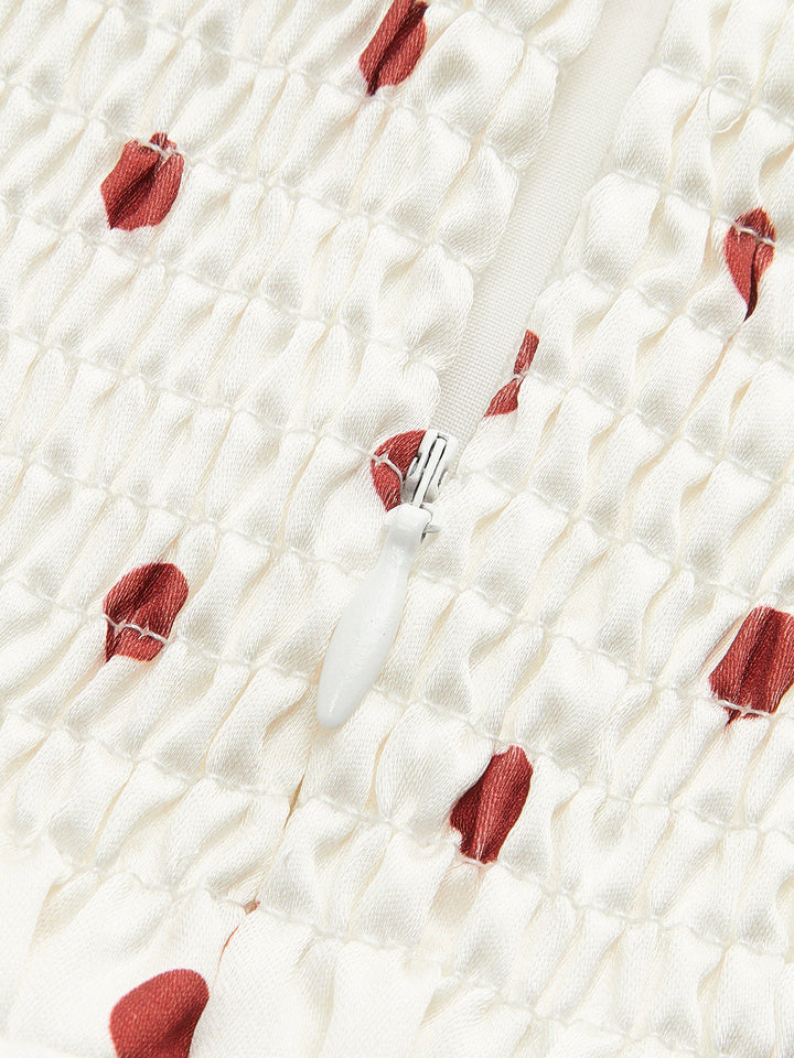 Şık Polka Nokta Askısız Elbise, Zarif Kurdele Detayları ile Donatılmış