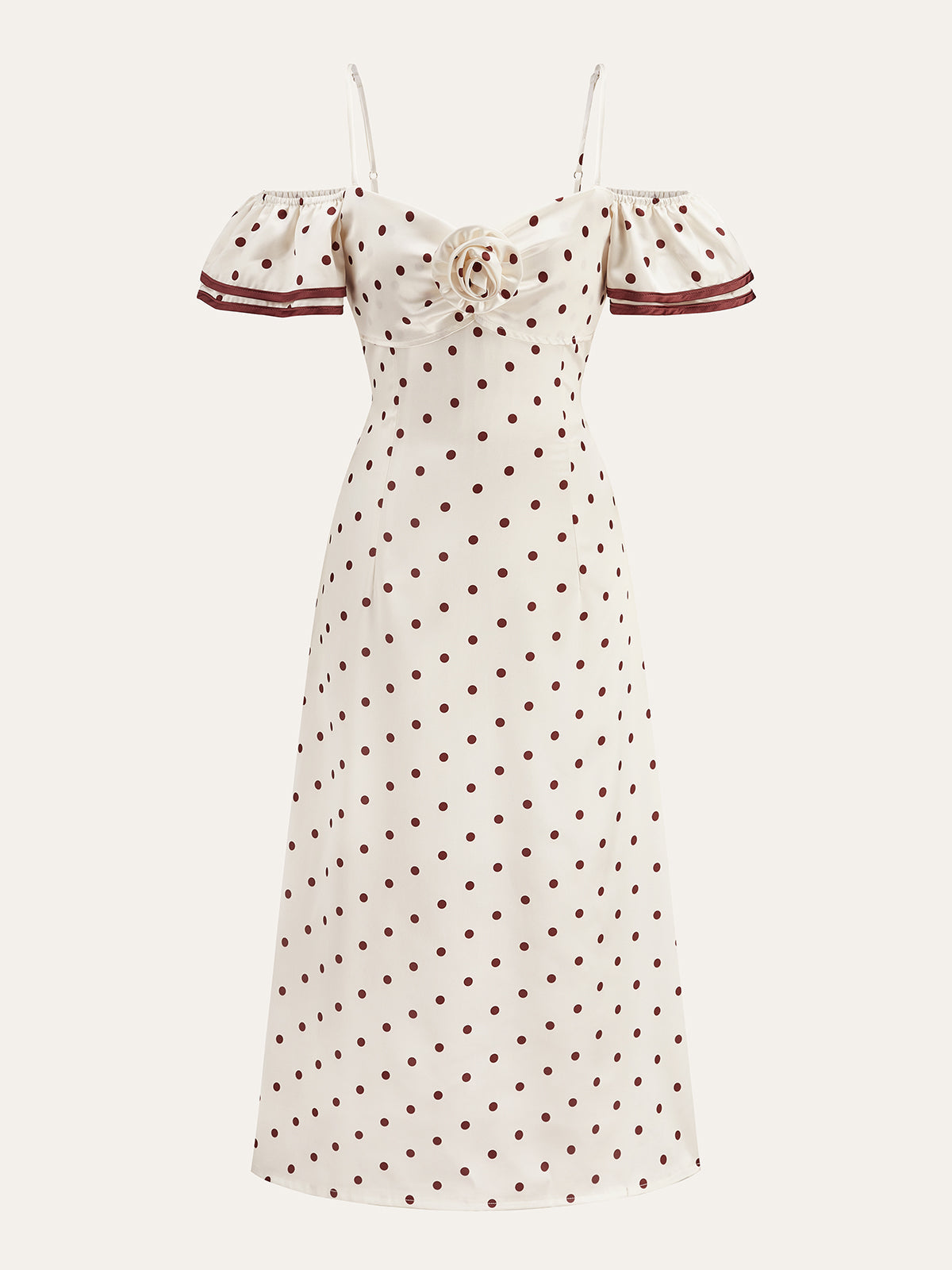 Polka Dot Strapless Ribbon Maxi Dress in White — Svelte Chic