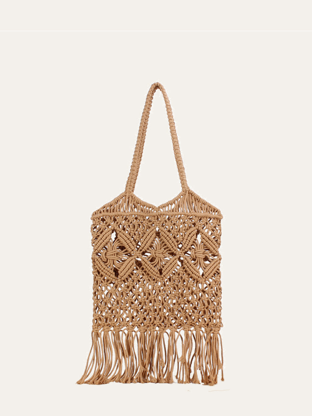 Straw Effect Tassel Bag in Brown — Svelte Chic