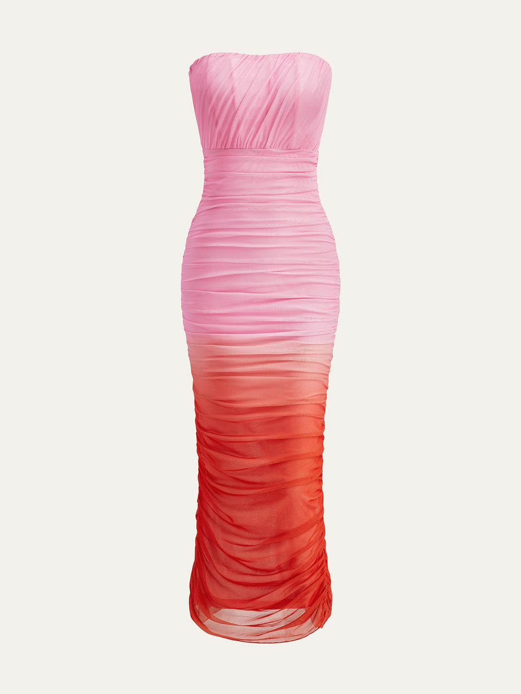Gradient Strapless Mesh Split Maxi Dress in Multicolor — Svelte Chic