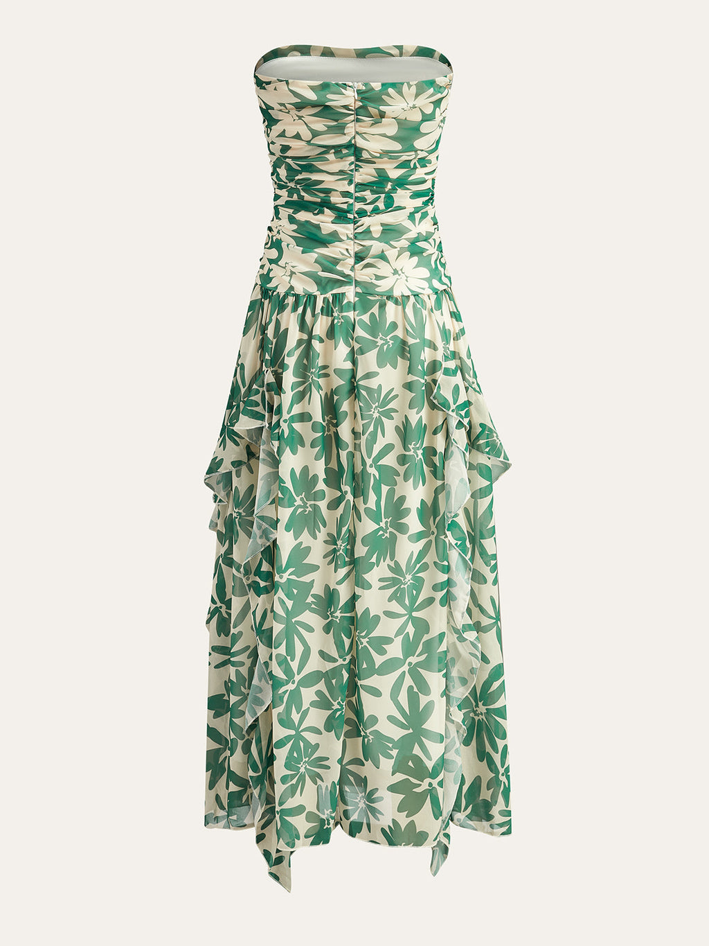 Strapless Floral Ruffle Maxi Dress — Svelte Chic