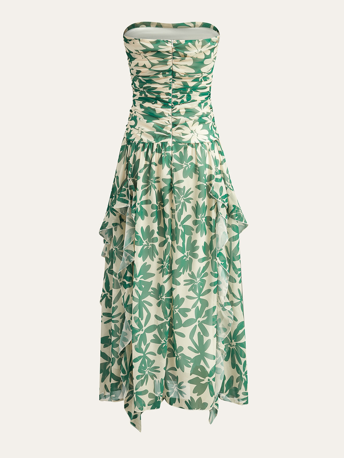 Strapless Floral Ruffle Maxi Dress — Svelte Chic