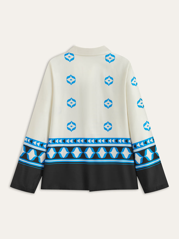 Şık Oversized Baskılı Yaka Takım Elbise Seti