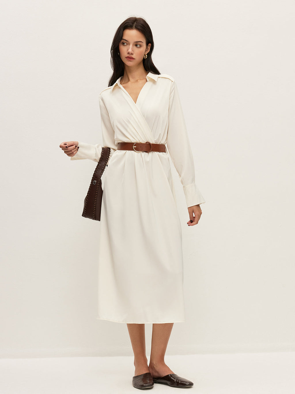 Belted Shirt Collar Maxi Dress — Svelte Chic