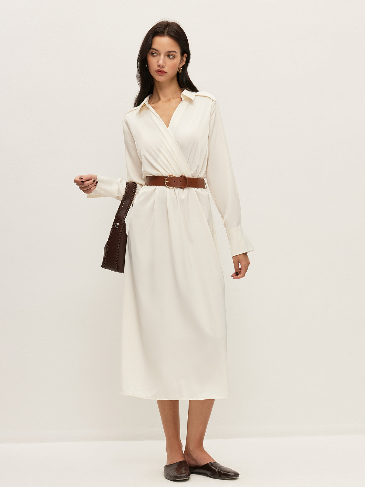 Belted Shirt Collar Maxi Dress — Svelte Chic