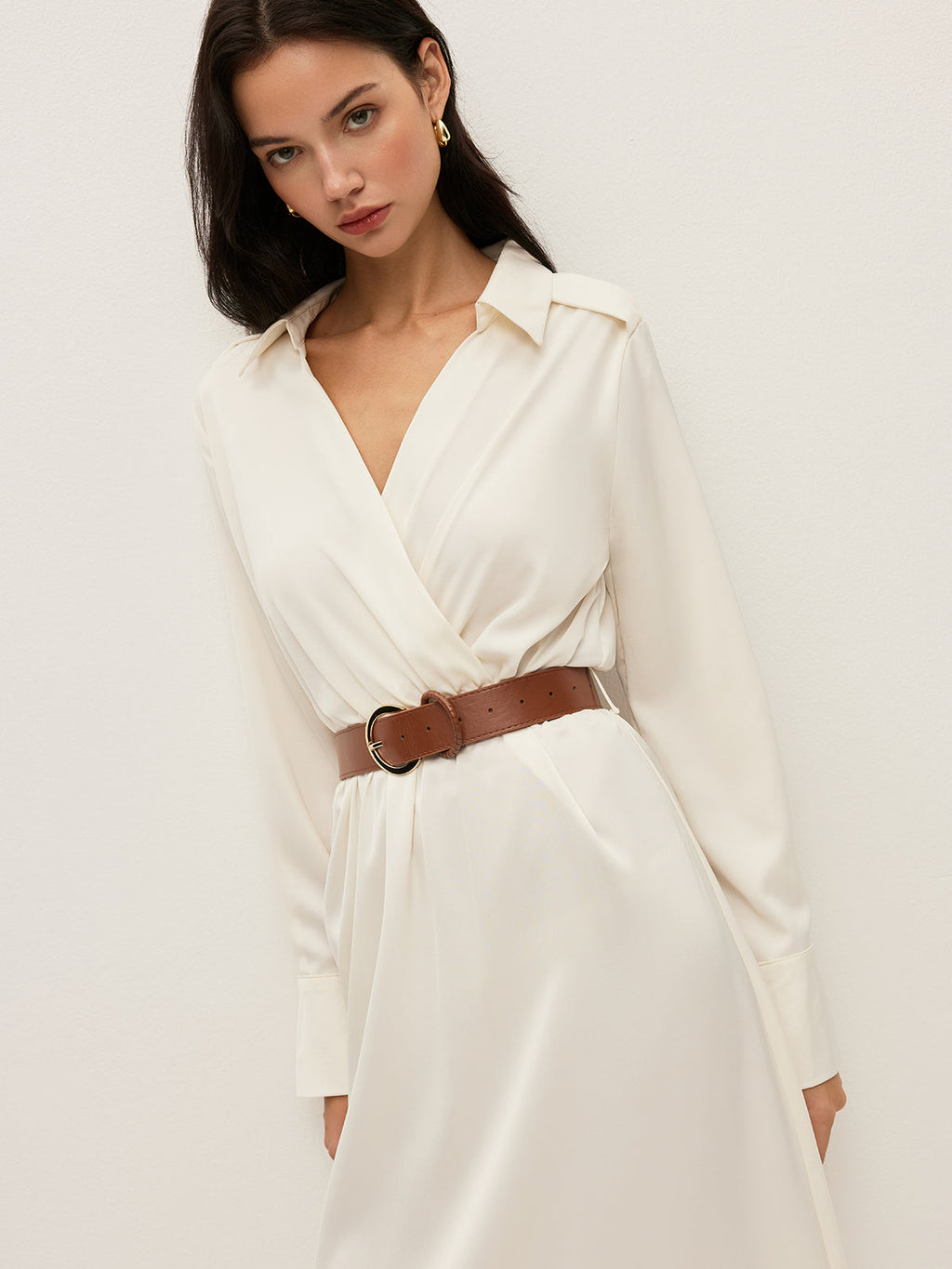 Belted Shirt Collar Maxi Dress — Svelte Chic