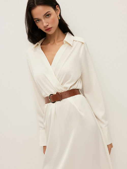 Belted Shirt Collar Maxi Dress — Svelte Chic
