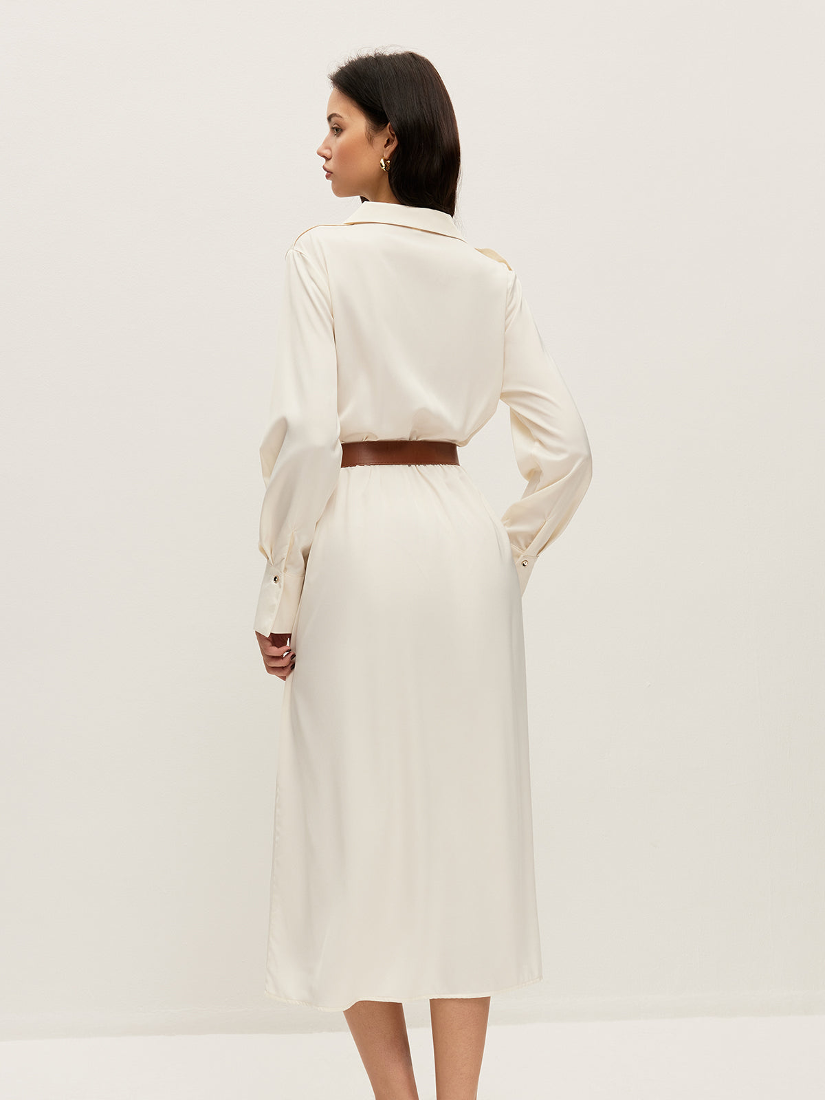 Belted Shirt Collar Maxi Dress — Svelte Chic